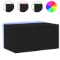 vidaXL TV-Wandschrank mit LED-Leuchten Schwarz 60x35x31 cm vidaXL TV-Wandschrank mit LED-Leuchten Schwarz 60x35x31 cm