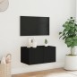 vidaXL TV-Wandschrank mit LED-Leuchten Schwarz 60x35x31 cm vidaXL TV-Wandschrank mit LED-Leuchten Schwarz 60x35x31 cm