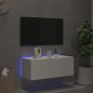 vidaXL TV-Wandschrank mit LED-Leuchten Weiß 80x35x31 cm vidaXL TV-Wandschrank mit LED-Leuchten Weiß 80x35x31 cm