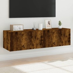 vidaXL TV-Wandschränke mit LED-Leuchten 2 Stk. Räuchereiche 60x35x31cm