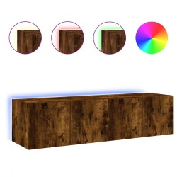 vidaXL TV-Wandschränke mit LED-Leuchten 2 Stk. Räuchereiche 60x35x31cm
