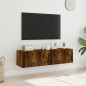 vidaXL TV-Wandschränke mit LED-Leuchten 2 Stk. Räuchereiche 60x35x31cm vidaXL TV-Wandschränke mit LED-Leuchten 2 Stk. Räuchereiche 60x35x31cm