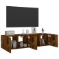 vidaXL TV-Wandschränke mit LED-Leuchten 2 Stk. Räuchereiche 60x35x31cm vidaXL TV-Wandschränke mit LED-Leuchten 2 Stk. Räuchereiche 60x35x31cm