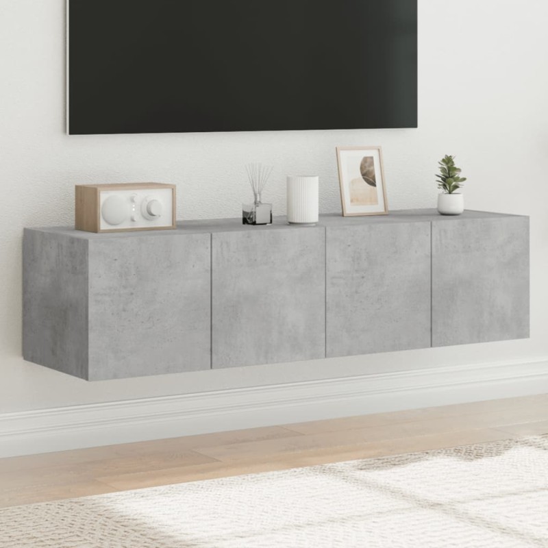 vidaXL TV-Wandschränke mit LED-Leuchten 2 Stk. Betongrau 60x35x31 cm vidaXL TV-Wandschränke mit LED-Leuchten 2 Stk. Betongrau 60x35x31 cm