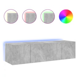 vidaXL TV-Wandschränke mit LED-Leuchten 2 Stk. Betongrau 60x35x31 cm