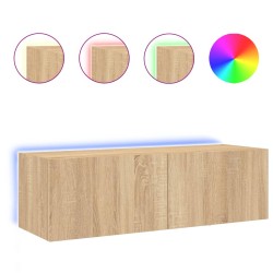 vidaXL TV-Wandschrank mit LED-Leuchten Sonoma-Eiche 100x35x31 cm