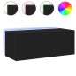 vidaXL TV-Wandschrank mit LED-Leuchten Schwarz 80x35x31 cm vidaXL TV-Wandschrank mit LED-Leuchten Schwarz 80x35x31 cm