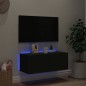 vidaXL TV-Wandschrank mit LED-Leuchten Schwarz 80x35x31 cm vidaXL TV-Wandschrank mit LED-Leuchten Schwarz 80x35x31 cm