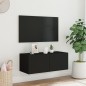 vidaXL TV-Wandschrank mit LED-Leuchten Schwarz 80x35x31 cm vidaXL TV-Wandschrank mit LED-Leuchten Schwarz 80x35x31 cm