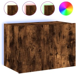 vidaXL TV-Wandschrank mit LED-Leuchten Räuchereiche 60x35x41 cm