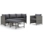 6-tlg. Garten-Lounge-Set mit Kissen Poly Rattan Grau 6-tlg. Garten-Lounge-Set mit Kissen Poly Rattan Grau