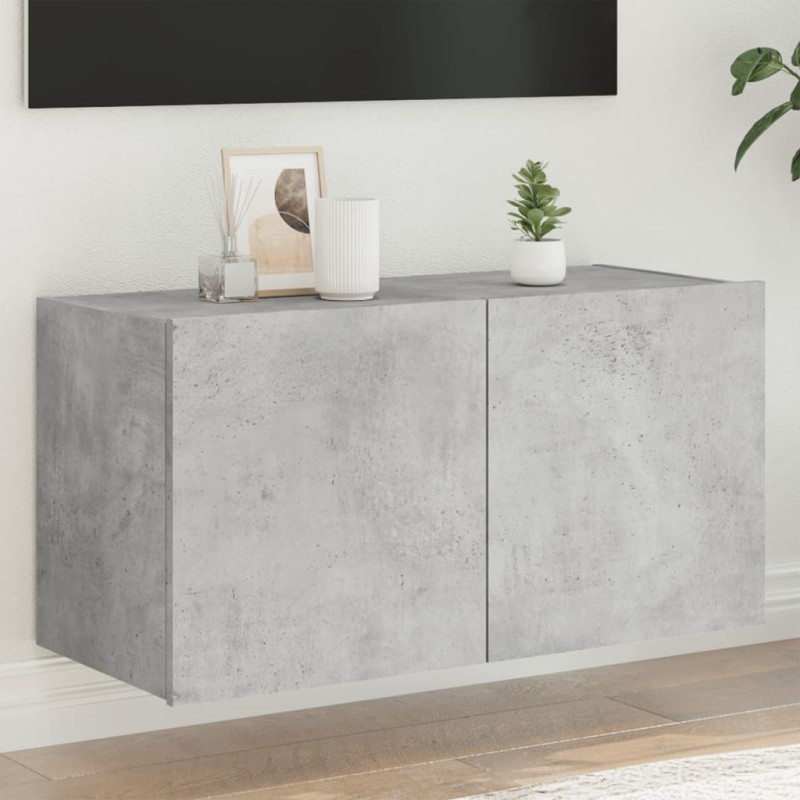 vidaXL TV-Wandschrank mit LED-Leuchten Betongrau 80x35x41 cm vidaXL TV-Wandschrank mit LED-Leuchten Betongrau 80x35x41 cm