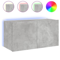vidaXL TV-Wandschrank mit LED-Leuchten Betongrau 80x35x41 cm