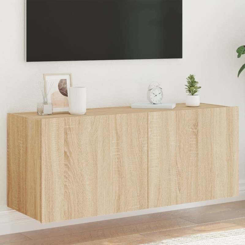vidaXL TV-Wandschrank mit LED-Leuchten Sonoma-Eiche 100x35x41 cm vidaXL TV-Wandschrank mit LED-Leuchten Sonoma-Eiche 100x35x41 cm