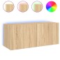 vidaXL TV-Wandschrank mit LED-Leuchten Sonoma-Eiche 100x35x41 cm vidaXL TV-Wandschrank mit LED-Leuchten Sonoma-Eiche 100x35x41 cm