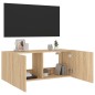 vidaXL TV-Wandschrank mit LED-Leuchten Sonoma-Eiche 100x35x41 cm vidaXL TV-Wandschrank mit LED-Leuchten Sonoma-Eiche 100x35x41 cm