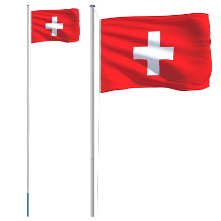 vidaXL Schweizer Flagge mit Mast 6,23 m Aluminium