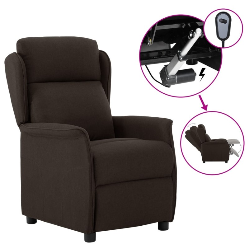 vidaXL Relaxsessel Elektrisch Dunkelbraun Stoff vidaXL Relaxsessel Elektrisch Dunkelbraun Stoff