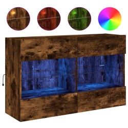 vidaXL TV-Wandschrank mit LED-Leuchten Räuchereiche 98,5x30x60,5 cm
