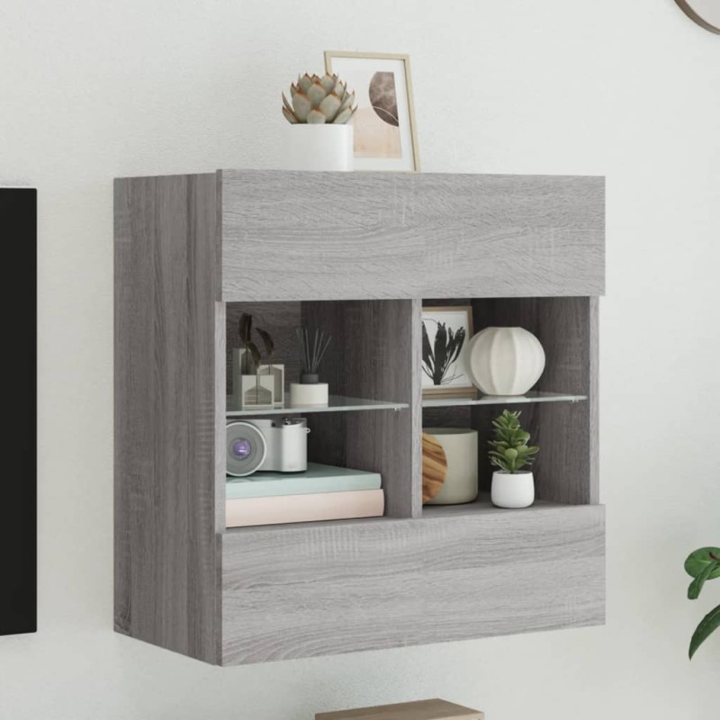 vidaXL TV-Wandschrank mit LED-Leuchten Grau Sonoma 58,5x30x60,5 cm vidaXL TV-Wandschrank mit LED-Leuchten Grau Sonoma 58,5x30x60,5 cm
