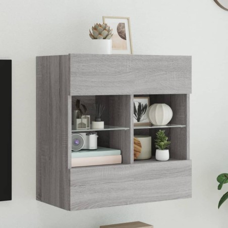 vidaXL TV-Wandschrank mit LED-Leuchten Grau Sonoma 58,5x30x60,5 cm