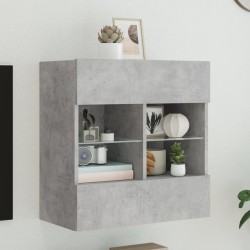 vidaXL TV-Wandschrank mit LED-Leuchten Betongrau 58,5x30x60,5 cm