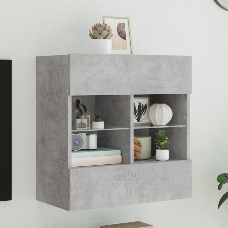 vidaXL TV-Wandschrank mit LED-Leuchten Betongrau 58,5x30x60,5 cm vidaXL TV-Wandschrank mit LED-Leuchten Betongrau 58,5x30x60,5 cm
