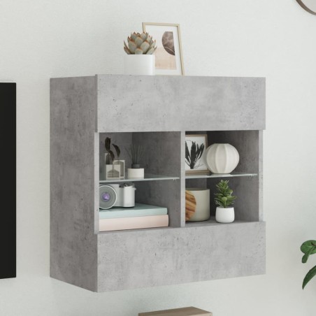 vidaXL TV-Wandschrank mit LED-Leuchten Betongrau 58,5x30x60,5 cm