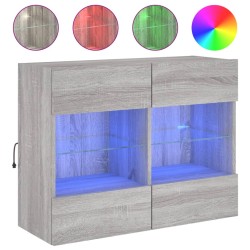 vidaXL TV-Wandschrank mit LED-Leuchten Grau Sonoma 78,5x30x60,5 cm