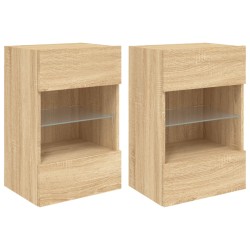vidaXL TV-Wandschränke mit LED-Leuchten 2 Stk. Sonoma-Eiche