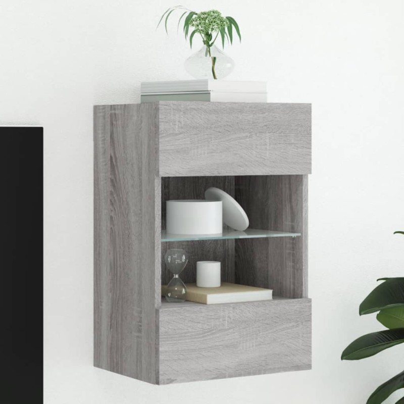 vidaXL TV-Wandschrank mit LED-Leuchten Grau Sonoma 40x30x60,5 cm vidaXL TV-Wandschrank mit LED-Leuchten Grau Sonoma 40x30x60,5 cm