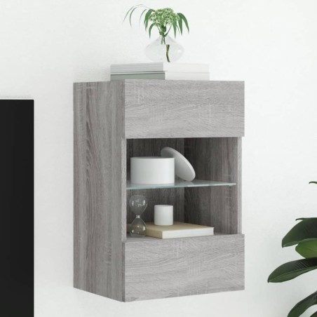 vidaXL TV-Wandschrank mit LED-Leuchten Grau Sonoma 40x30x60,5 cm