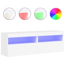 vidaXL TV-Wandschränke mit LED-Leuchten 2 Stk. Weiß 60x30x40 cm
