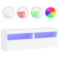 vidaXL TV-Wandschränke mit LED-Leuchten 2 Stk. Weiß 60x30x40 cm vidaXL TV-Wandschränke mit LED-Leuchten 2 Stk. Weiß 60x30x40 cm