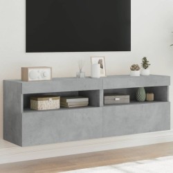 vidaXL TV-Wandschränke mit LED-Leuchten 2 Stk. Betongrau 60x30x40 cm