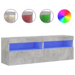 vidaXL TV-Wandschränke mit LED-Leuchten 2 Stk. Betongrau 60x30x40 cm