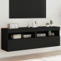 vidaXL TV-Wandschränke mit LED-Leuchten 2 Stk. Schwarz 60x30x40 cm vidaXL TV-Wandschränke mit LED-Leuchten 2 Stk. Schwarz 60x30x40 cm
