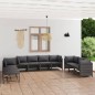 vidaXL 10-tlg. Garten-Lounge-Set mit Kissen Poly Rattan Grau vidaXL 10-tlg. Garten-Lounge-Set mit Kissen Poly Rattan Grau