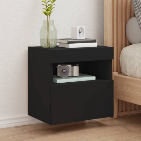 vidaXL TV-Wandschrank mit LED-Leuchten Schwarz 40x30x40 cm