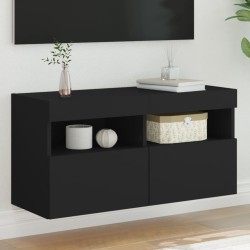 vidaXL TV-Wandschrank mit LED-Leuchten Schwarz 80x30x40 cm