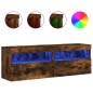 vidaXL TV-Wandschränke mit LED-Leuchten 2 Stk. Räuchereiche 60x30x40cm vidaXL TV-Wandschränke mit LED-Leuchten 2 Stk. Räuchereiche 60x30x40cm