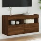 vidaXL TV-Wandschrank mit LED-Leuchten Braun Eichen-Optik 80x30x40 cm vidaXL TV-Wandschrank mit LED-Leuchten Braun Eichen-Optik 80x30x40 cm