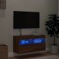 vidaXL TV-Wandschrank mit LED-Leuchten Braun Eichen-Optik 80x30x40 cm vidaXL TV-Wandschrank mit LED-Leuchten Braun Eichen-Optik 80x30x40 cm