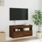 vidaXL TV-Wandschrank mit LED-Leuchten Braun Eichen-Optik 80x30x40 cm vidaXL TV-Wandschrank mit LED-Leuchten Braun Eichen-Optik 80x30x40 cm