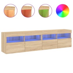 vidaXL TV-Wandschränke mit LED-Leuchten 2 Stk. Sonoma-Eiche 80x30x40cm
