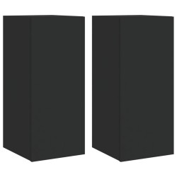 vidaXL TV-Wandschränke mit LED-Leuchten 2 Stk. Schwarz 30,5x35x70 cm