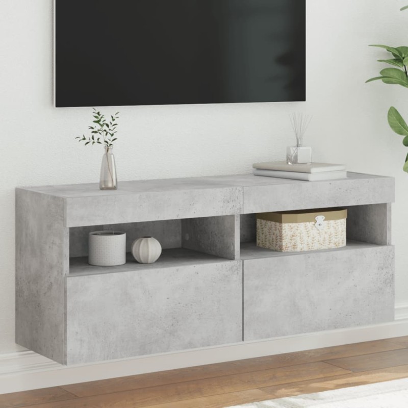 vidaXL TV-Wandschrank mit LED-Leuchten Betongrau 100x30x40 cm vidaXL TV-Wandschrank mit LED-Leuchten Betongrau 100x30x40 cm