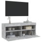 vidaXL TV-Wandschrank mit LED-Leuchten Betongrau 100x30x40 cm vidaXL TV-Wandschrank mit LED-Leuchten Betongrau 100x30x40 cm