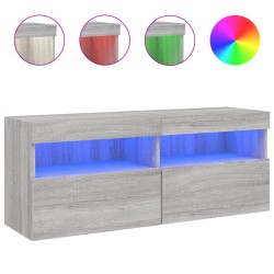 vidaXL TV-Wandschrank mit LED-Leuchten Grau Sonoma 100x30x40 cm