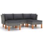 5-tlg. Garten-Lounge-Set mit Kissen Poly Rattan Grau 5-tlg. Garten-Lounge-Set mit Kissen Poly Rattan Grau
